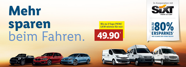 Bild zu Lidl + Sixt: bis zu 3 Tage PKW/LKW mieten für nur 49,90€