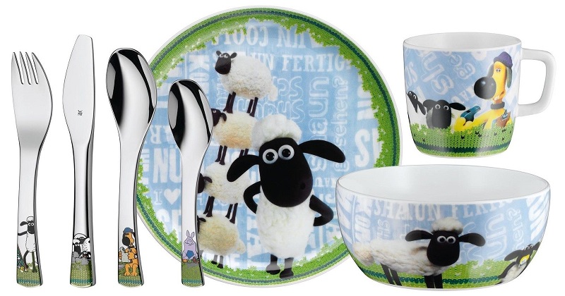 Bild zu 7-teiliges WMF Kinderbesteck-Set Shaun das Schaf für 24,95€