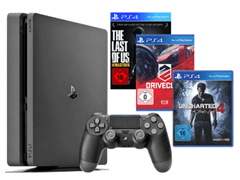 Bild zu [Super] diverse PS4 1TB Slim Bundles für je 249€ inklusive Versand, so z.B. PS4 inkl. Uncharted 4 + DriveClub + The Last Of Us für 249€