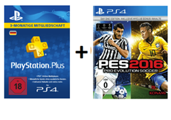 Bild zu PlayStation Plus Card 3 Monate (für deutsche SEN-Konten) + PES2016 für 14,99€