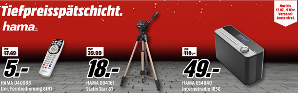 Bild zu MediaMarkt Tiefpreisspätschicht mit Angeboten von Hama, so z.B. Universalfernbedienung für 5€ inklusive Versand