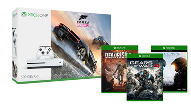 Bild zu Xbox One S 500GB + Forza Horizon 3 + Gears of War 4 + Halo 5 + Dead Rising 4 für 254,37€