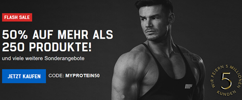 Bild zu MyProtein: 50% Rabatt auf mehr als 250 Produkte oder 30% auf Alles + ab 5€ versandkostenfrei