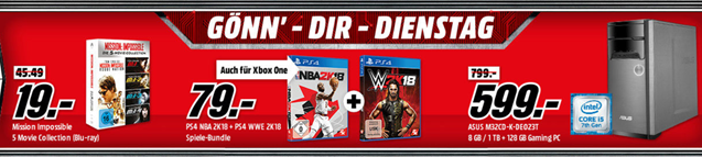 Bild zu MediaMarkt “Gönn dir Dienstag” mit DVDs, Spielen + PCs