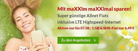 Bild zu Maxxim: monatlich kündbare Tarife mit LTE, z.B. LTE 500 (Allnet-Flat + SMS-Flat + 1GB Daten) für 6,49€/Monat