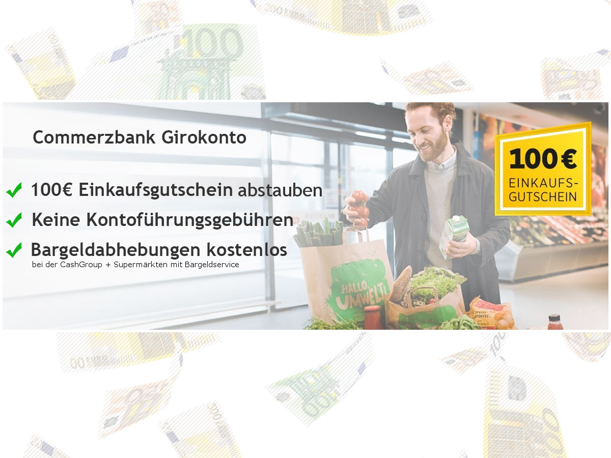 Bild zu [Super] Commerzbank: 100€ REWE Gutschein (auch Amazon etc. möglich) für das kostenlose und beitragsfreie Girokonto + auf Wunsch kostenlose Mastercard