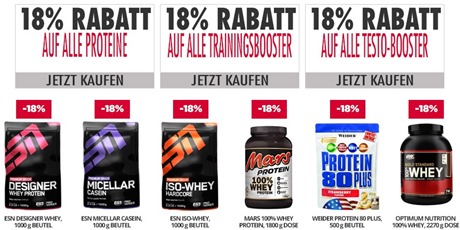 Bild zu Fitmart: 18% Rabatt auf alle Proteine, Trainingsbooster und Test-Booster