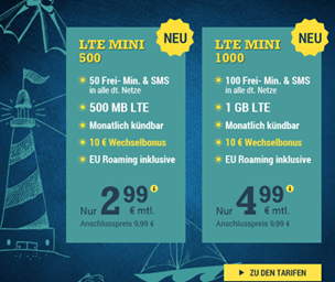 Bild zu McSIM: LTE Mini Tarif mit 50 Freiminuten und 500MB Daten für 3,99€ oder mit 100 Minuten sowie 1GB LTE Daten für 5,99€/Monat – monatlich kündbar