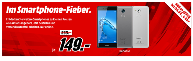 Bild zu MediaMarkt “Smartphone-Fieber”, so z.B. Honor 6C für 149€ (Vergleich: 208€)