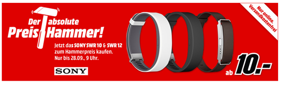 Bild zu SONY SWR 10 Smartband Echtleder für 10€ oder SONY SWR 12, Activity Tracker für 30€