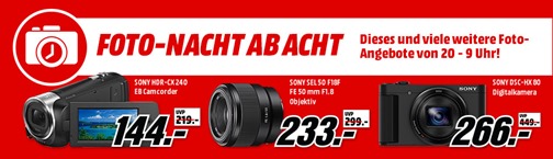 Bild zu MediaMarkt: Foto-Nacht ab Acht, so z.B. Sony HDR-CX 240 EB Camcorder für 144€