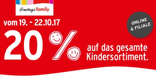 Bild zu Ernsting’s Family: 20% auf das gesamte Kindersortiment, auch auf bereits reduzierte Ware