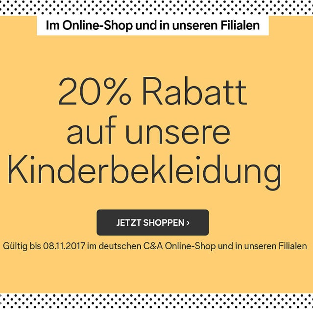 Bild zu C&A: 20% Rabatt auf die gesamte Kindermode (inklusive Baby-Bekleidung)