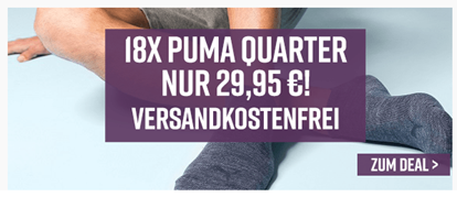 Bild zu 18 x PUMA Quarter Socken für 29,95€ inklusive Versand