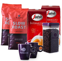 Bild zu Kaffeevorteil: Probierpaket mit 4KG Kaffeebohnen + 2 Tassen + Vorratsbox für 46,99€