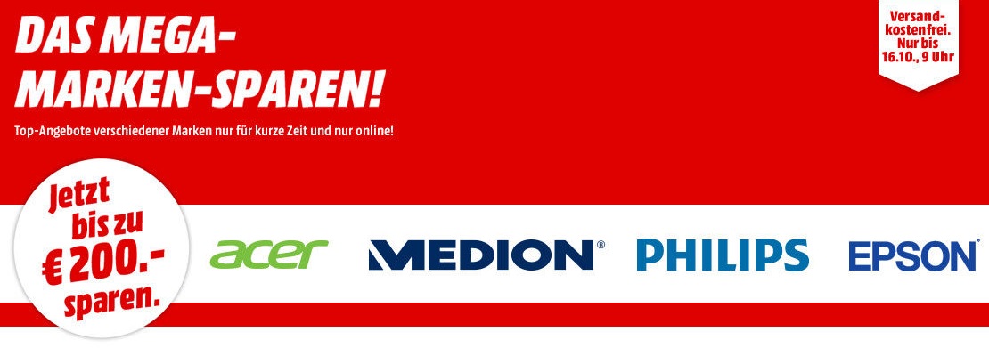 Bild zu Mega Marken Sparen bei MediaMarkt mit Angeboten von Acer, Medion , Philips und Epson