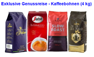 Bild zu 4 x 1kg Kaffeebohnen für 39,99€ inklusive Versand