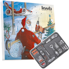 Bild zu kwb Adventskalender 2017 (Bohrer, Micro Bits, Cuttermesser, Maßband, Flaschenöffner, usw.) für 34,99€