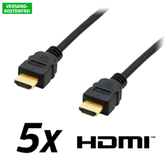 Bild zu 5er Pack Equip HDMI-Kabel 3m schwarz (Typ A, 19-polig, Ethernet) für 9,90€