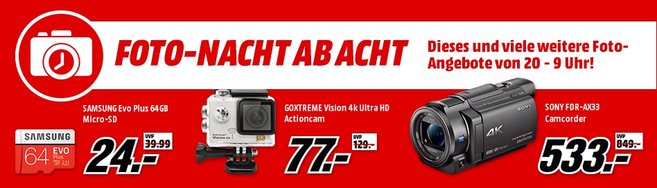 Bild zu MediaMarkt Foto-Nacht mit reduzierten Kameras, Actioncams und Zubehör