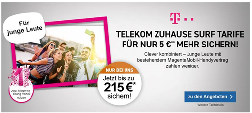 Bild zu [Knaller – für junge Leute mit Telekom Magenta Tarif] Telekom DSL Verträge ab rechnerisch 0,16€/Monat