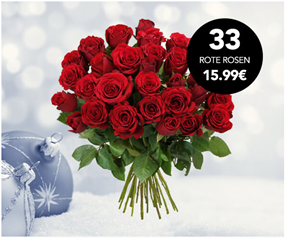 Bild zu Blume Ideal: Blumenstrauß mit 33 roten Rosen für 20,94€