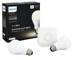 Bild zu Philips Hue Weiß mit Bridge 2er Starter-Kit 9,5W E27 für 54,25€ (Vergleich: 66,16€)