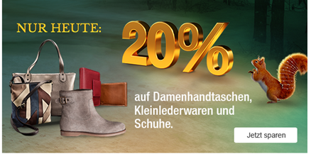 Bild zu Galeria Kaufhof: nur heute 20% auf Damenhandtaschen, Kleinlederwaren und Schuhe + 20€ Rabatt (ab 150€) auf fast Alles