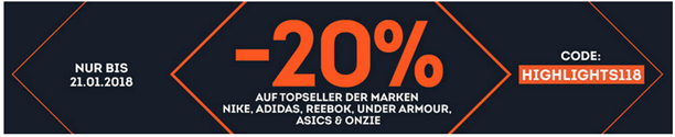 Bild zu SportScheck: 20% Rabatt auf Topseller der Marken Nike, adidas, Reebok, Under Armour, Asics & Onzie