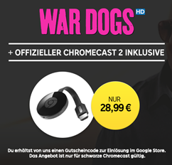 Bild zu Rakuten.tv: Google Chromecast 2 + War Dogs (Leihversion) in HD für 28,99€