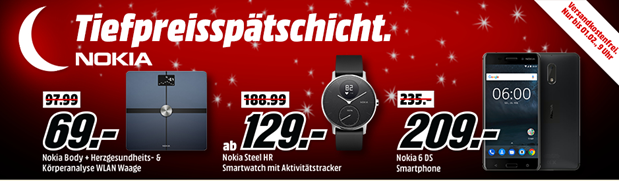 Bild zu Media Markt Tiefpreisspätschicht mit reduzierten Nokia Artikeln, so z.B. Nokia Body+ Waage für 69€ (Vergleich: 86,54€)