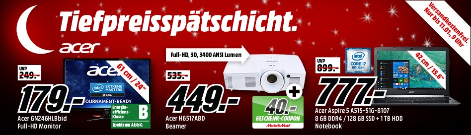 Bild zu Media Markt “Tiefpreisspätschicht” mit verschiedenen Angeboten von Acer