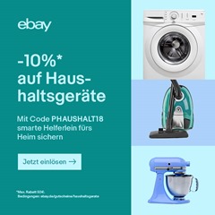 Bild zu eBay: 10% Rabatt auf Haushaltsgeräte (bei Bezahlung per PayPal)