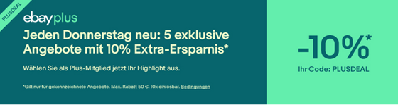 Bild zu eBay Plus Deal – jeden Donnerstag 5 exklusive Angebote mit 10% Extra Rabatt