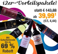 Bild zu Weinvorteil: ausgewählte 12er Weinpakete ab 39,99€ inkl. Versand – bis zu 69% Rabatt