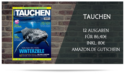 Bild zu 12 Ausgaben der Zeitschrift “TAUCHEN” für 86,40€ + 80€ Amazon.de Gutschein als Prämie