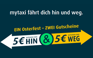 Bild zu MyTaxi.de: 2 x 5€ Gutschein (je 5€ für die Hin- und Rückfahrt)