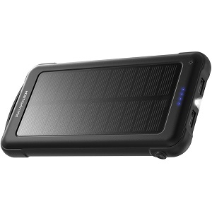 Bild zu RAVPower Solarladegerät mit 10.000mAh Powerbank, Dual-Eingang (Solar und Steckdose) und LED-Taschenlampe für 19,99€