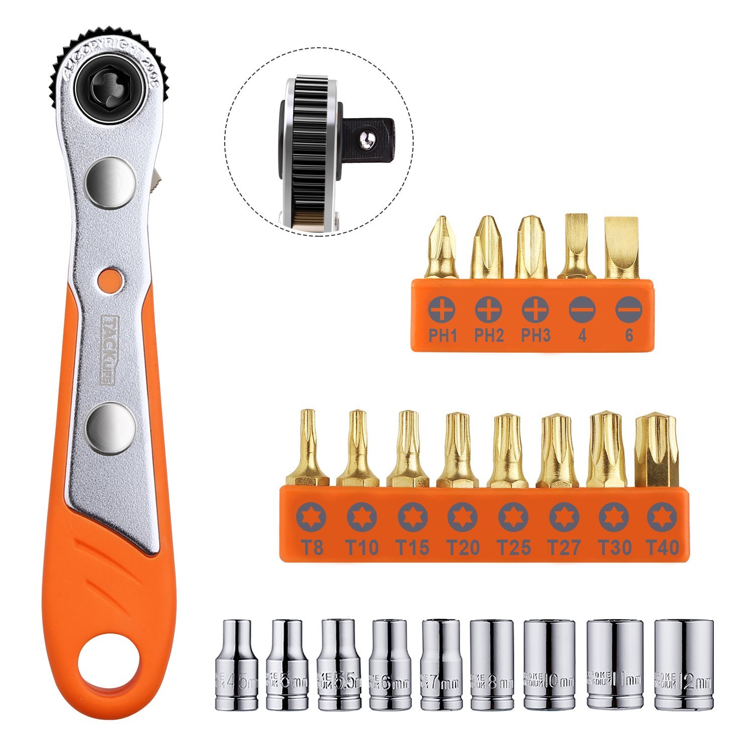 Bild zu [Prime] 23-teiliger Tacklife HRSB1B Mini-Ratschenschlüssel mit Bit-Set für 3,99€