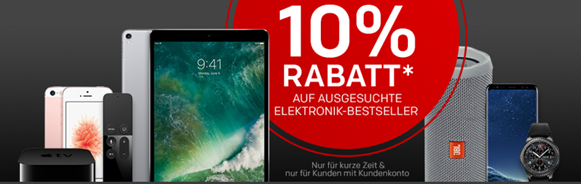 Bild zu Rakuten: 10% Rabatt auf ausgewählte Technik, so z.B. Apple iPhone X 64 GB für 881,10€