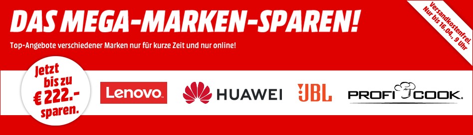 Bild zu MediaMarkt: Mega Marken Sparen mit Angeboten von Lenovo, Huawei, JBL und ProfiCook