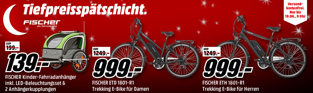 Bild zu Media Markt “Tiefpreisspätschicht” mit verschiedenen Fahrrädern und Fahrradzubehör