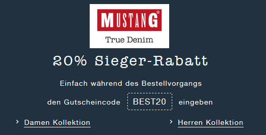 Bild zu Mustang Store: 20% Rabatt auf alle verfügbaren Artikel im Shop