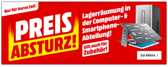 Bild zu MediaMarkt Preisabsturz: Lagerräumung der Computer & Smartphone-Abteilung inkl. Zubehör