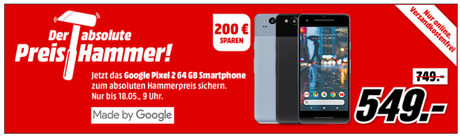 Bild zu MediaMarkt Preishammer: Google Pixel 2 für 549€