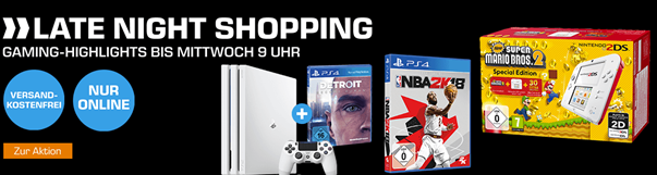 Bild zu Saturn Late Night Shopping, so z.B. NINTENDO 2DS Schwarz/Blau inkl. Mario Kart 7