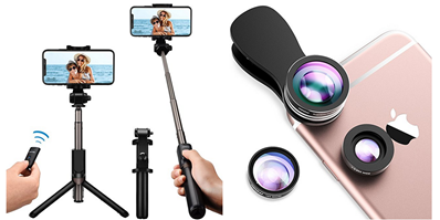 Bild zu Mpow Bluetooth Selfiestick mit Einbeinstativ für 19,69€ kaufen + 3 in 1 Clip-On Fischaugen Objektiv gratis dazu erhalten