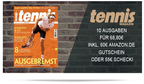 Bild zu 10 Ausgaben der Zeitschrift “Tennis Magazin” für 68€ inkl. 60€ Amazon Gutschein als Prämie