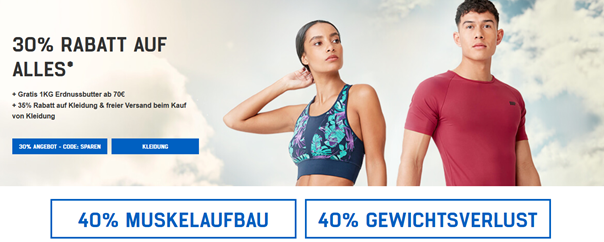 Bild zu MyProtein: 50% Rabatt auf ausgewählte Artikel oder 32% Rabatt auf alles Nichtreduzierte