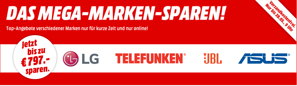 Bild zu MediaMarkt: Mega Marken Sparen mit Angeboten von LG, Telefunken, JBL und Asus